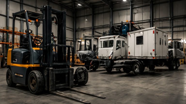 Industrial equipment and forklift representing equipment and vehicle acquisition opportunities